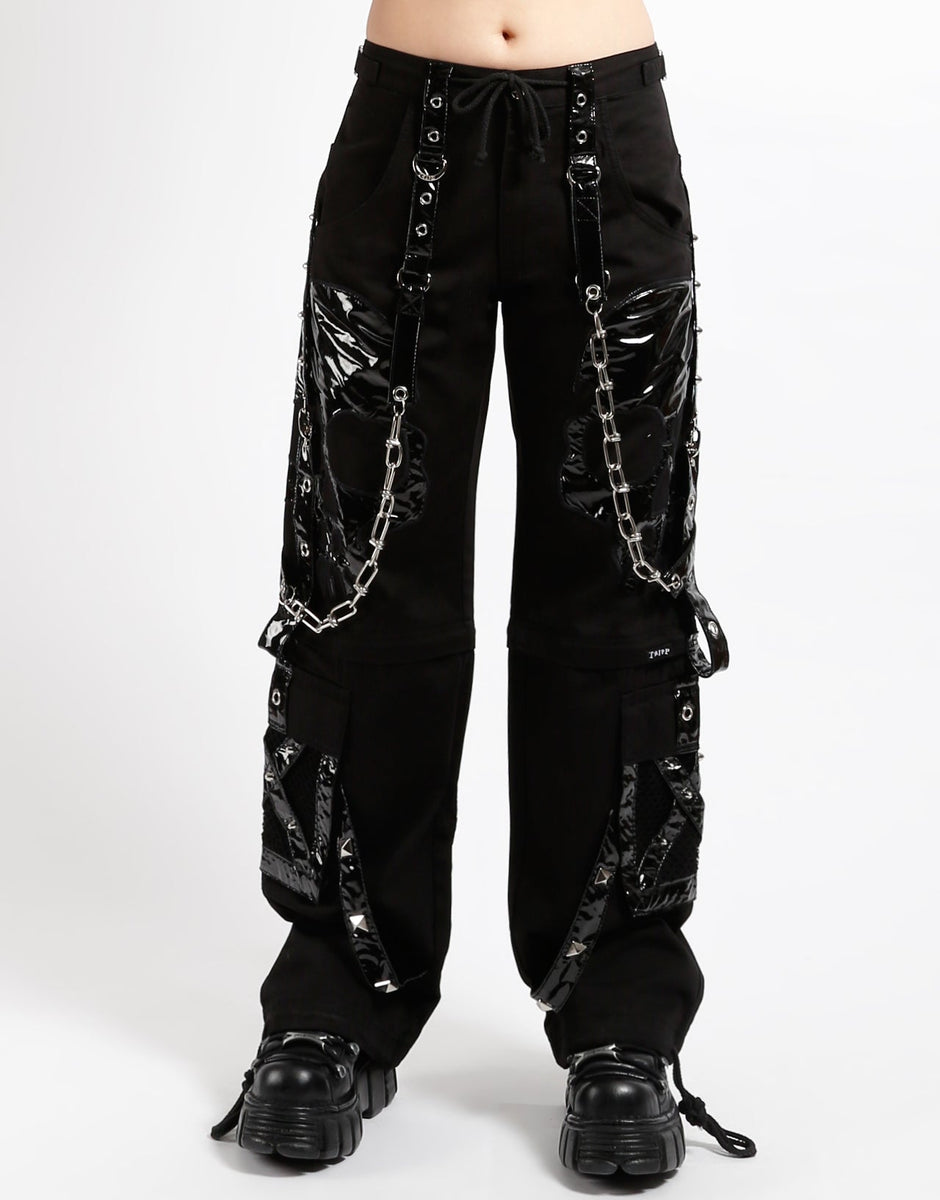 Tripp NYC Black/White Stitch Step Chain Baggy Pants