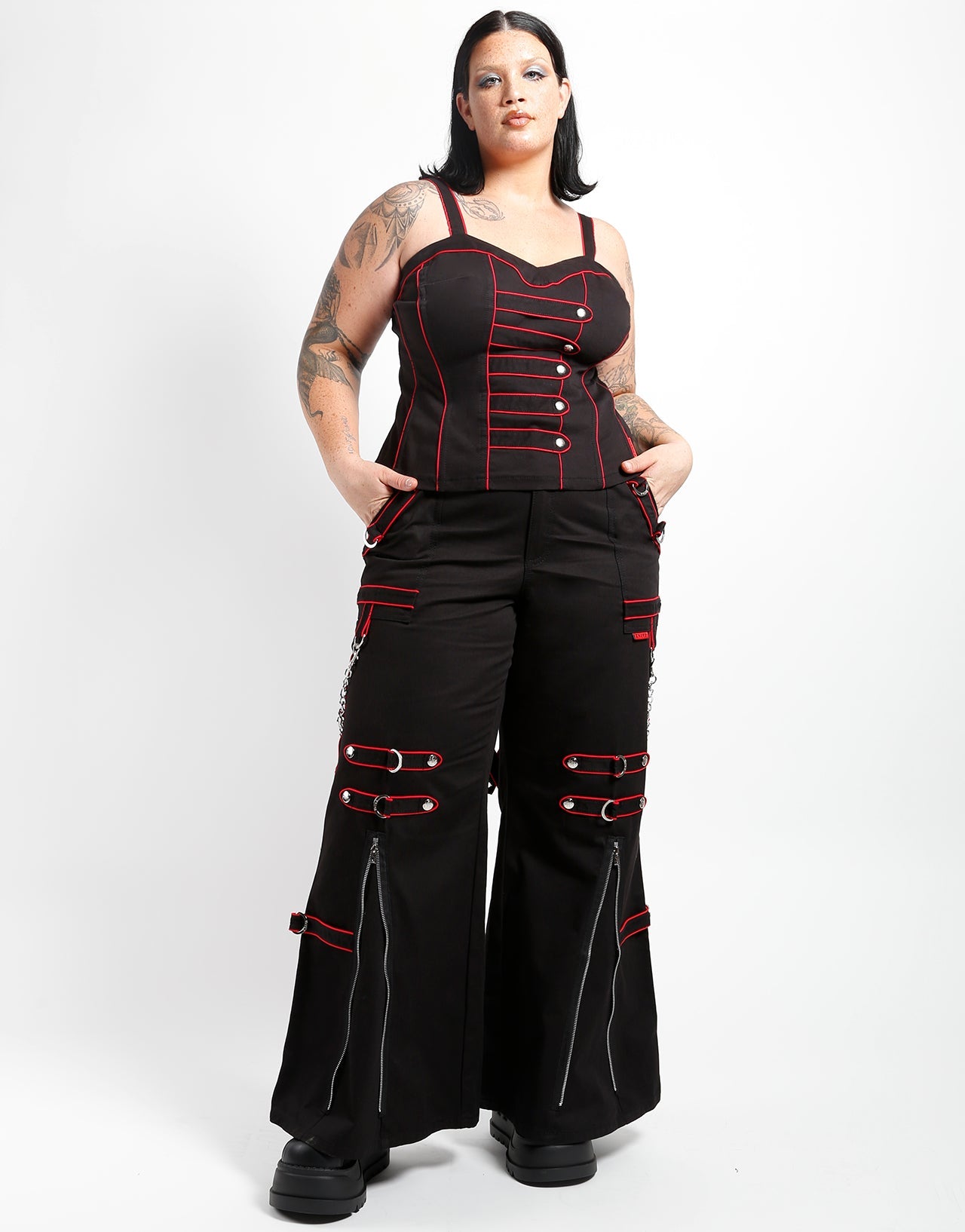 CURVE BAND DARK STREET PANT RED