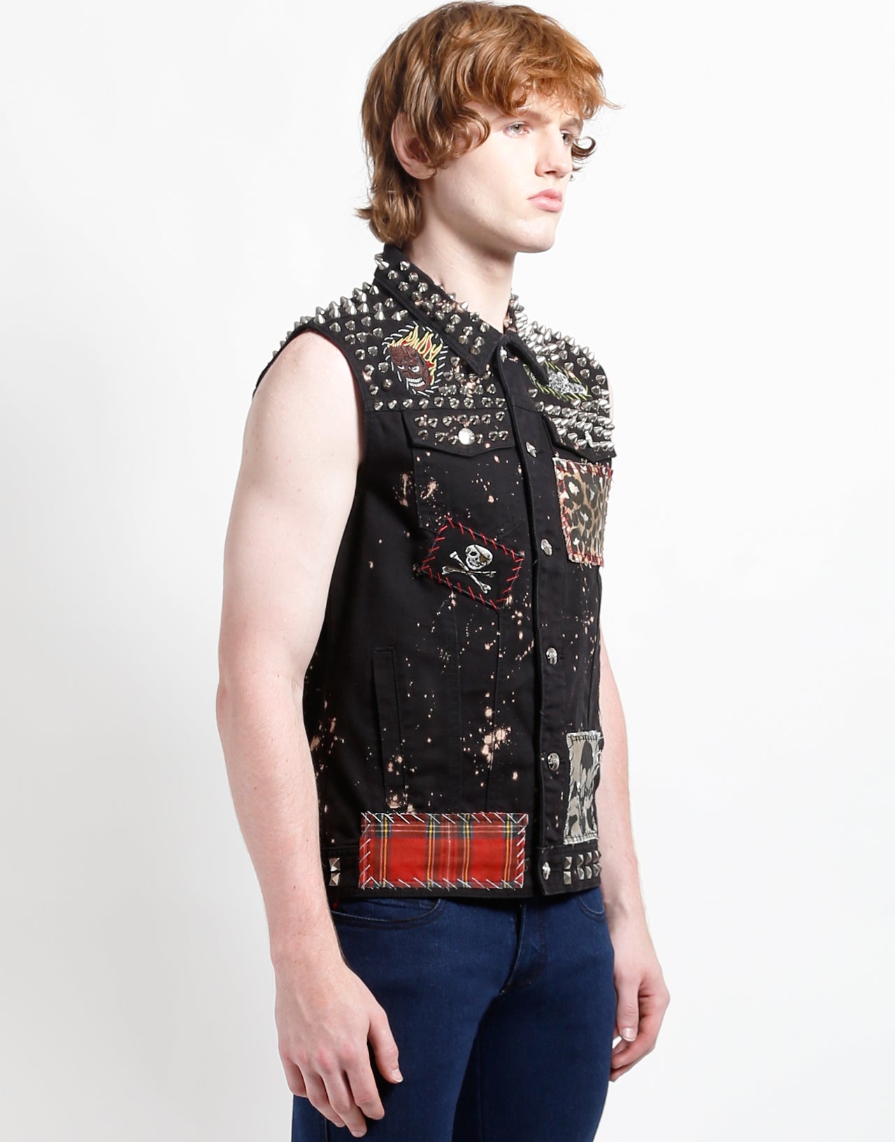 HAND STUDDED PUNK VEST