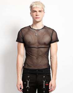 SHORT SLEEVE FISHNET BLACK