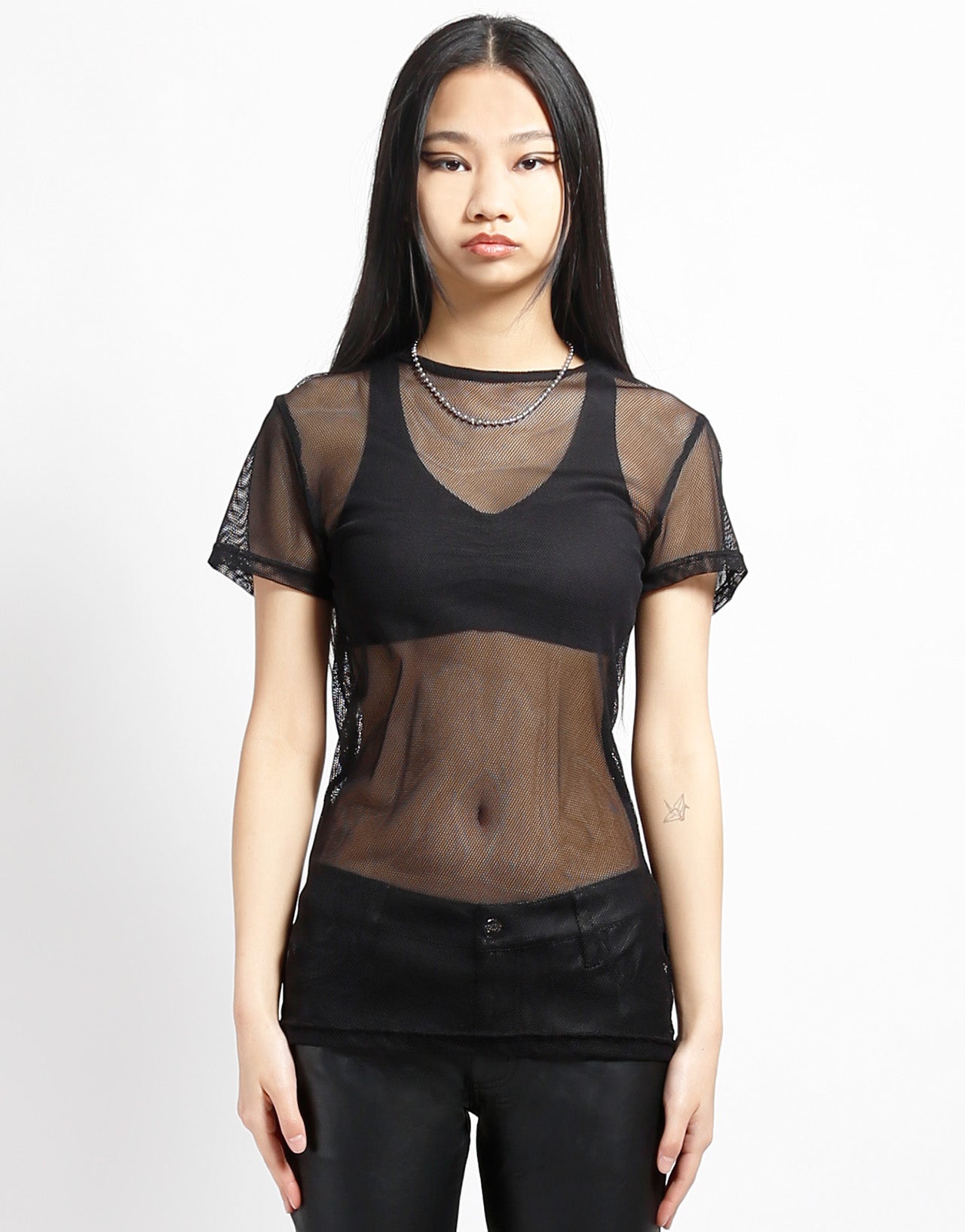 SHORT SLEEVE FISHNET BLACK