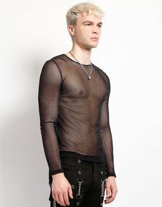 MENS LONG SLEEVE FISHNET BLACK