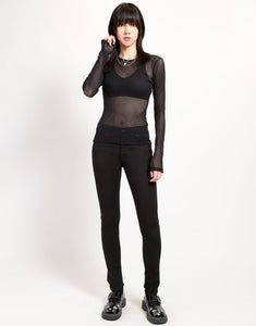 LADIES LONG SLEEVE FISHNET BLACK