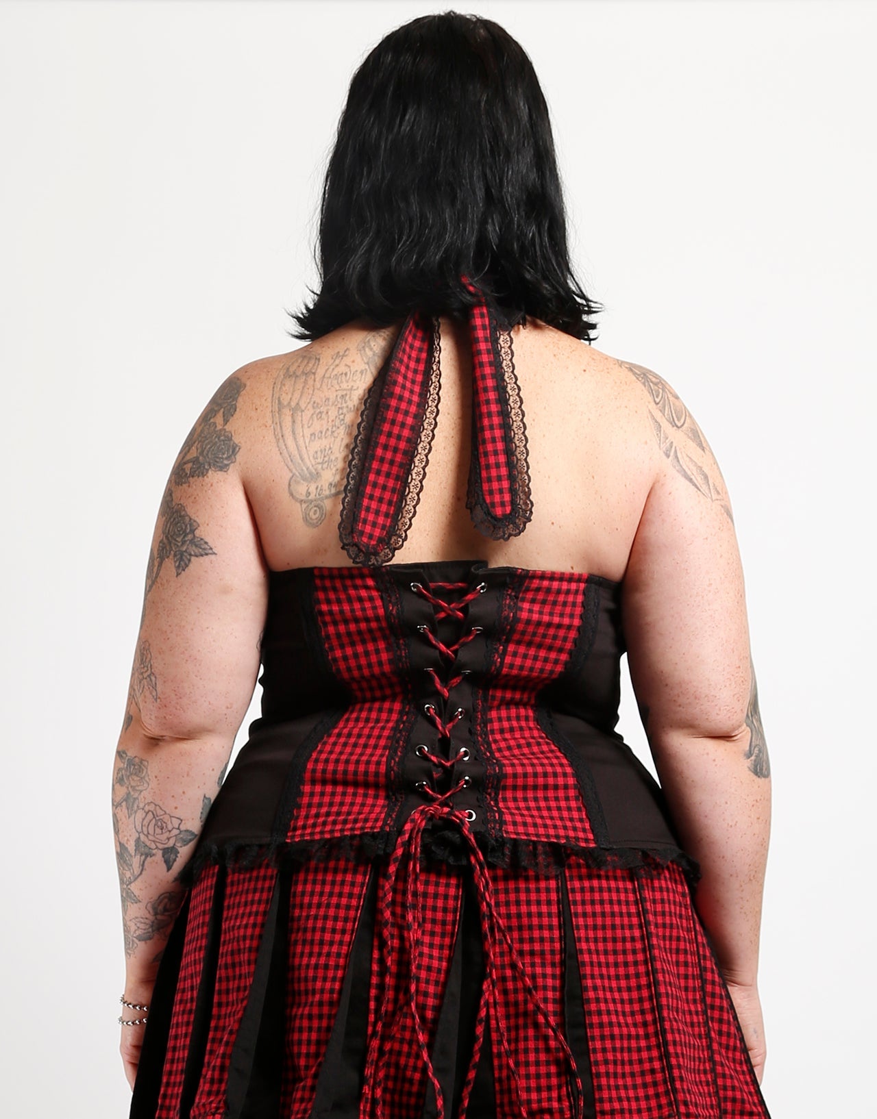 CURVE BO PEEP HALTER CORSET RED