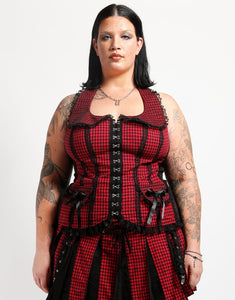 CURVE BO PEEP HALTER CORSET RED