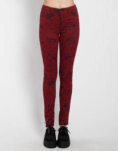 HIGH WAIST FLORAL SKINNY