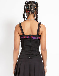 RUFFLE PLAID LACEUP CORSET