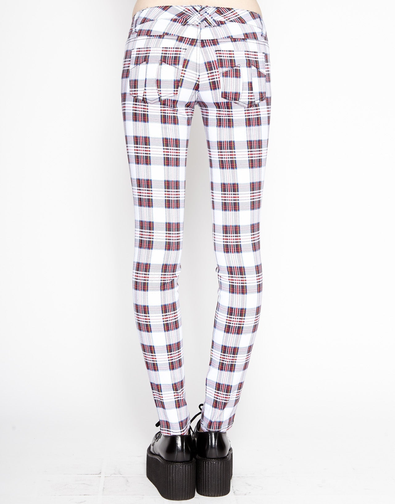 T-BACK JEAN WHITE TARTAN PLAID