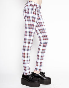 T-BACK JEAN WHITE TARTAN PLAID