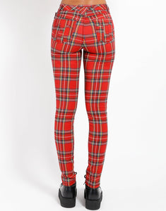 HIGH WAIST T-BACK JEAN RED PLAID