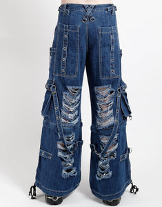 SHREDDER DENIM STRAP PANT INDIGO