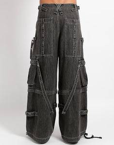 DENIM STRAP PANT BLACK