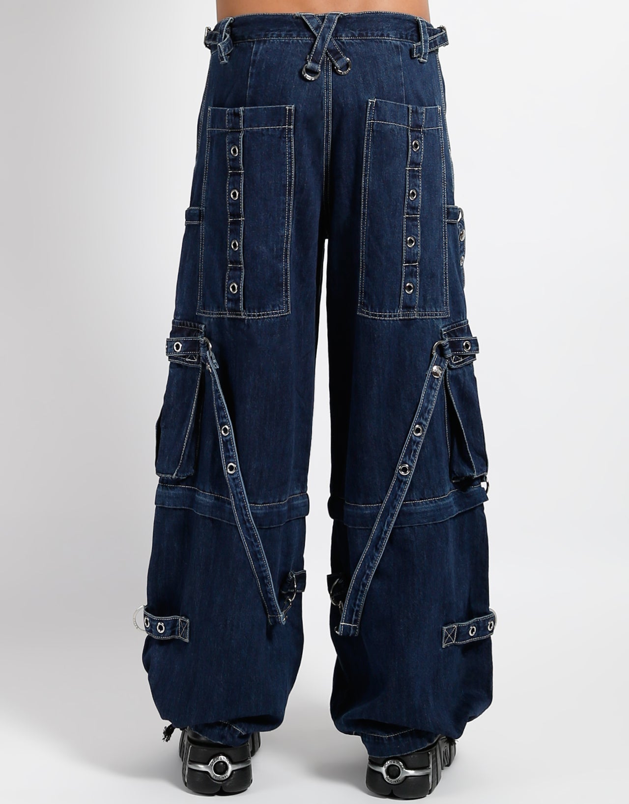 DENIM STRAP PANT INDIGO