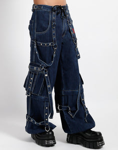 DENIM STRAP PANT INDIGO