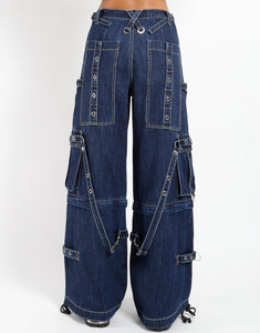 DENIM STRAP PANT INDIGO