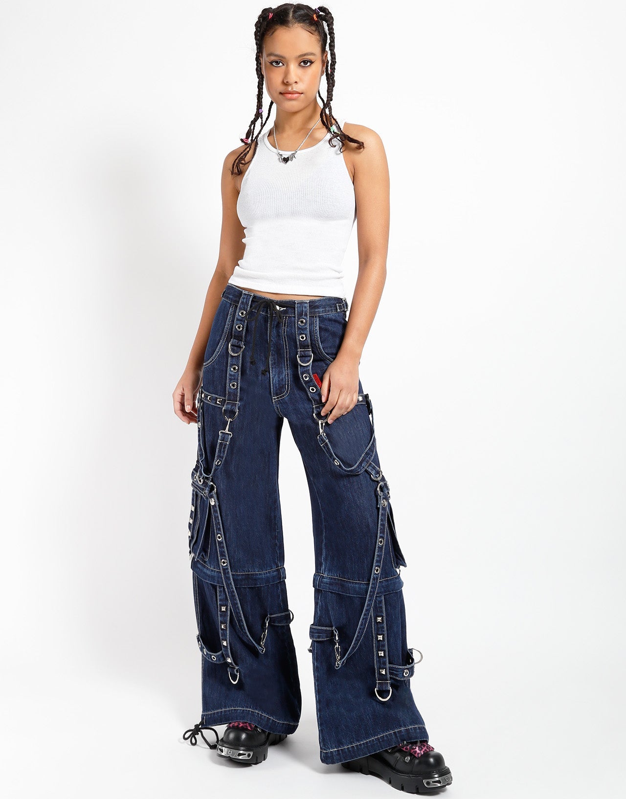 DENIM STRAP PANT INDIGO