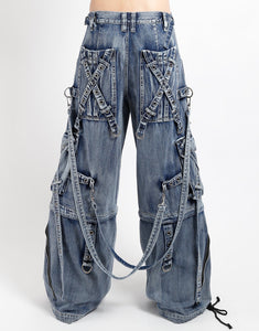 X-STRAP PANT FOG WASH INDIGO DENIM