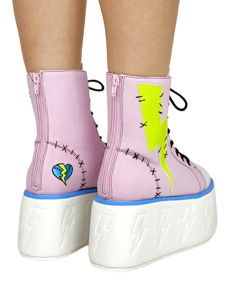 JOLT PINK/GREEN PLATFORM SNEAKERS