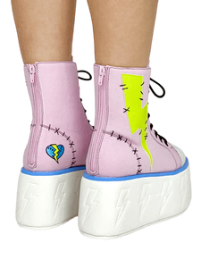 JOLT PINK/GREEN PLATFORM SNEAKERS