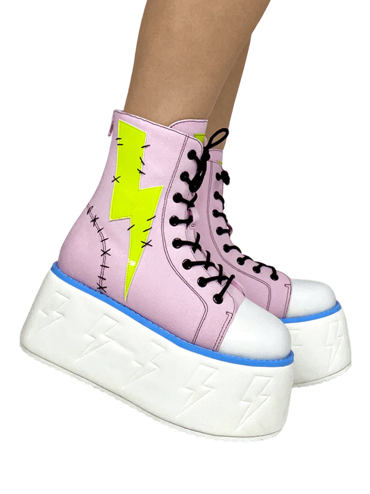 JOLT PINK/GREEN PLATFORM SNEAKERS