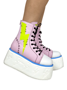 JOLT PINK/GREEN PLATFORM SNEAKERS