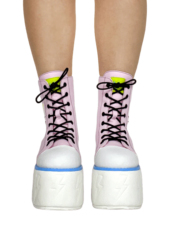 JOLT PINK/GREEN PLATFORM SNEAKERS