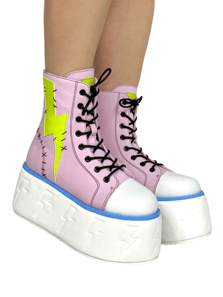 JOLT PINK/GREEN PLATFORM SNEAKERS