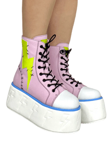 JOLT PINK/GREEN PLATFORM SNEAKERS