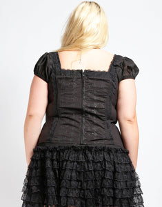 CURVE CAP SLEEVE SKULL EMBROIDERY CORSET