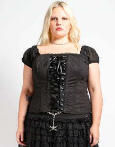 CURVE CAP SLEEVE SKULL EMBROIDERY CORSET