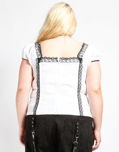 CURVE CAP SLEEVE SKULL EMBROIDERY CORSET