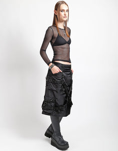 ZIP OFF MEGA NYLON SKIRT BLACK