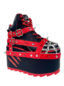 QOZMO BONDAGE GLOOMY BEAR BLACK/RED PLATFORM SNEAKERS