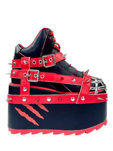 QOZMO BONDAGE GLOOMY BEAR BLACK/RED PLATFORM SNEAKERS