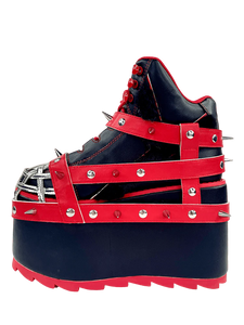 QOZMO BONDAGE GLOOMY BEAR BLACK/RED PLATFORM SNEAKERS