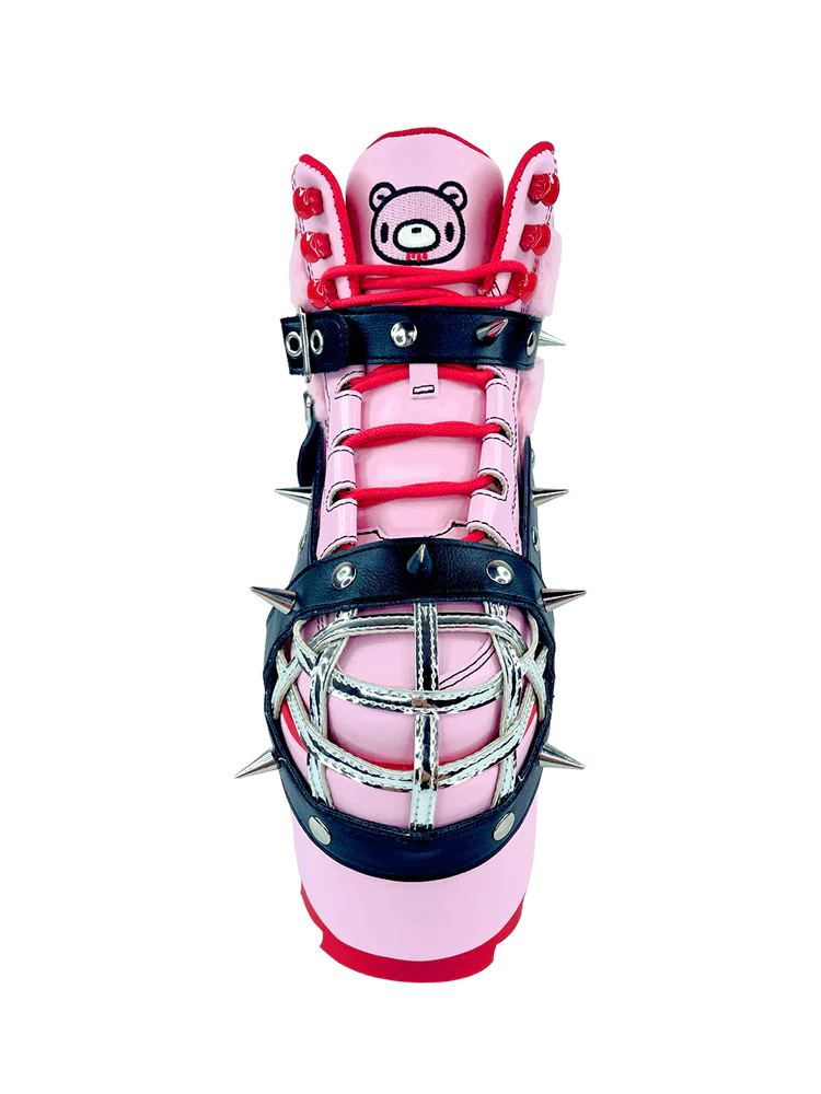 QOZMO BONDAGE GLOOMY BEAR PINK/RED PLATFORM SNEAKERS