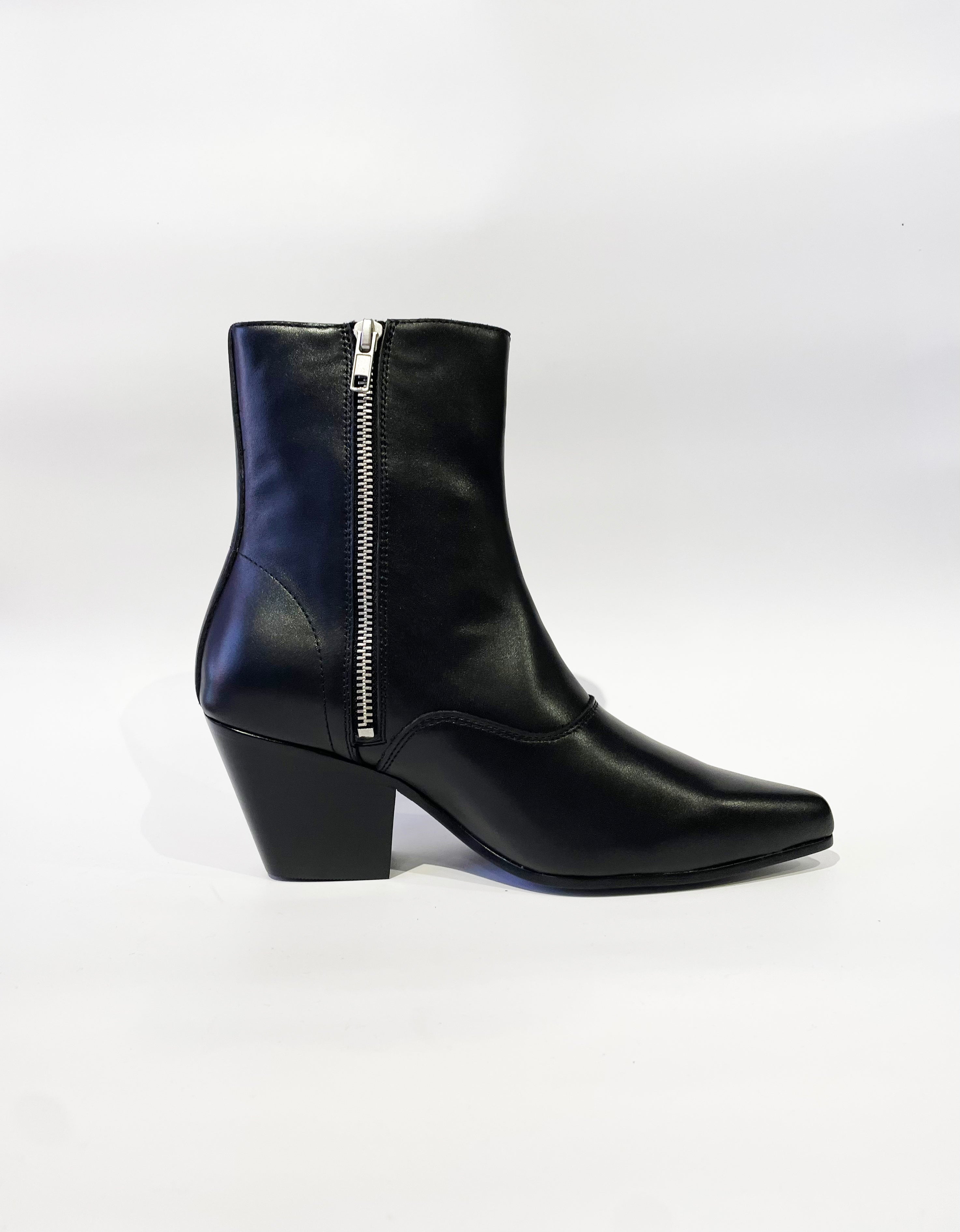 MARLON LEATHER ZIP BOOT BLACK