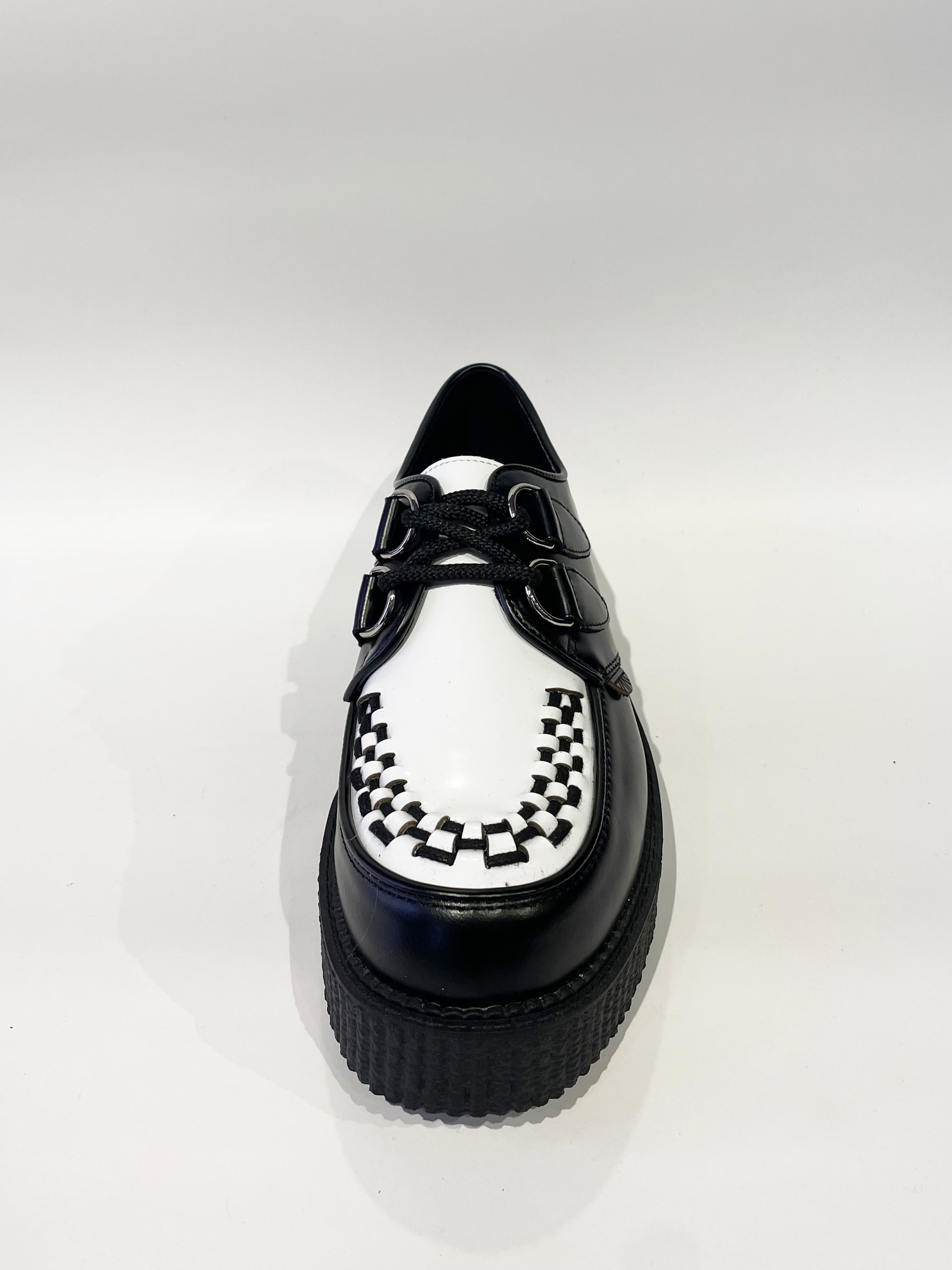 WULFRUN BLACK WHITE LEATHER CREEPERS SHOES