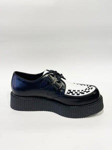 WULFRUN BLACK WHITE LEATHER CREEPERS SHOES