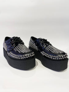 WULFRUN BLACK LEATHER STUDDED CREEPERS SHOE