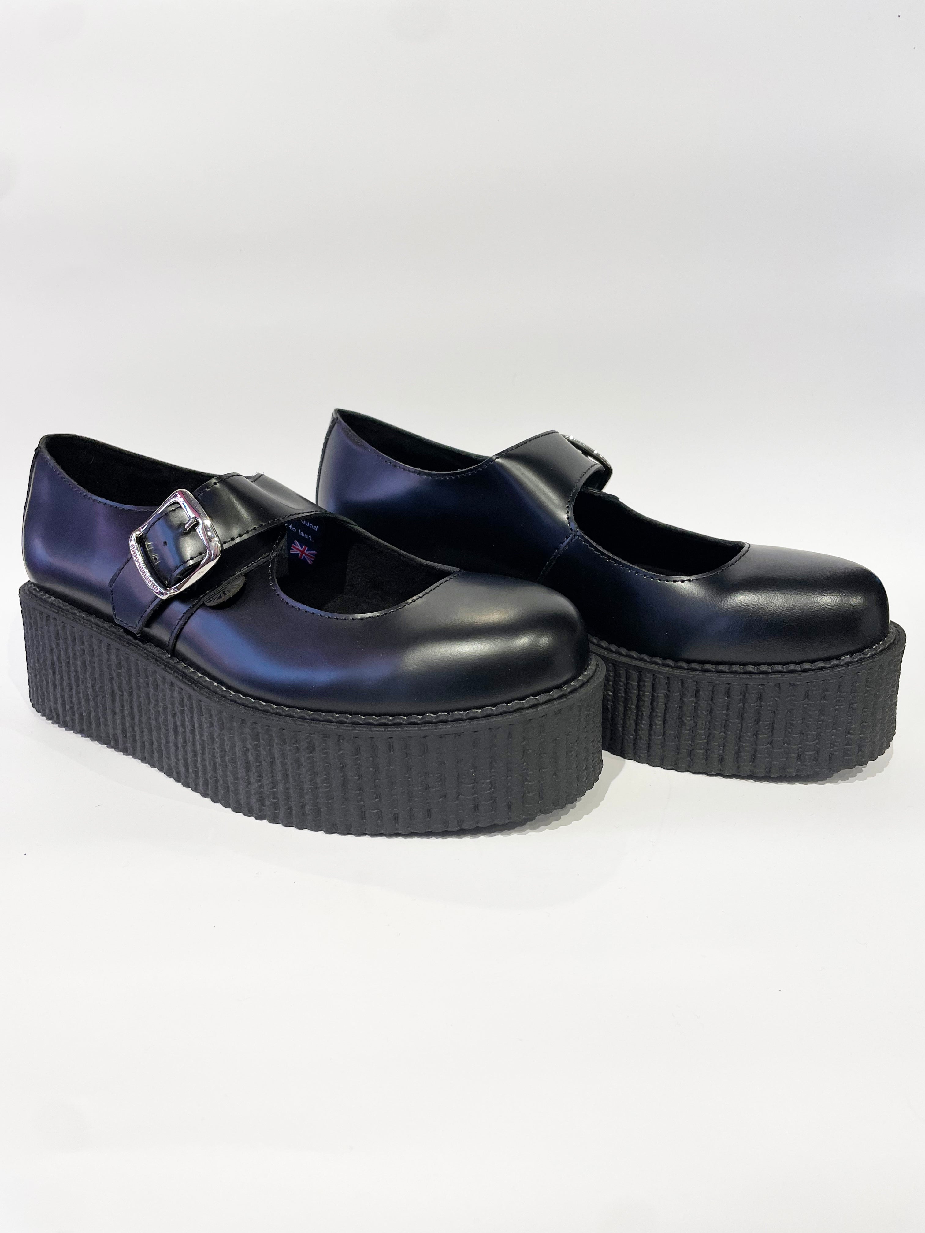 MARY JANE BLACK LEATHER CREEPERS SHOES