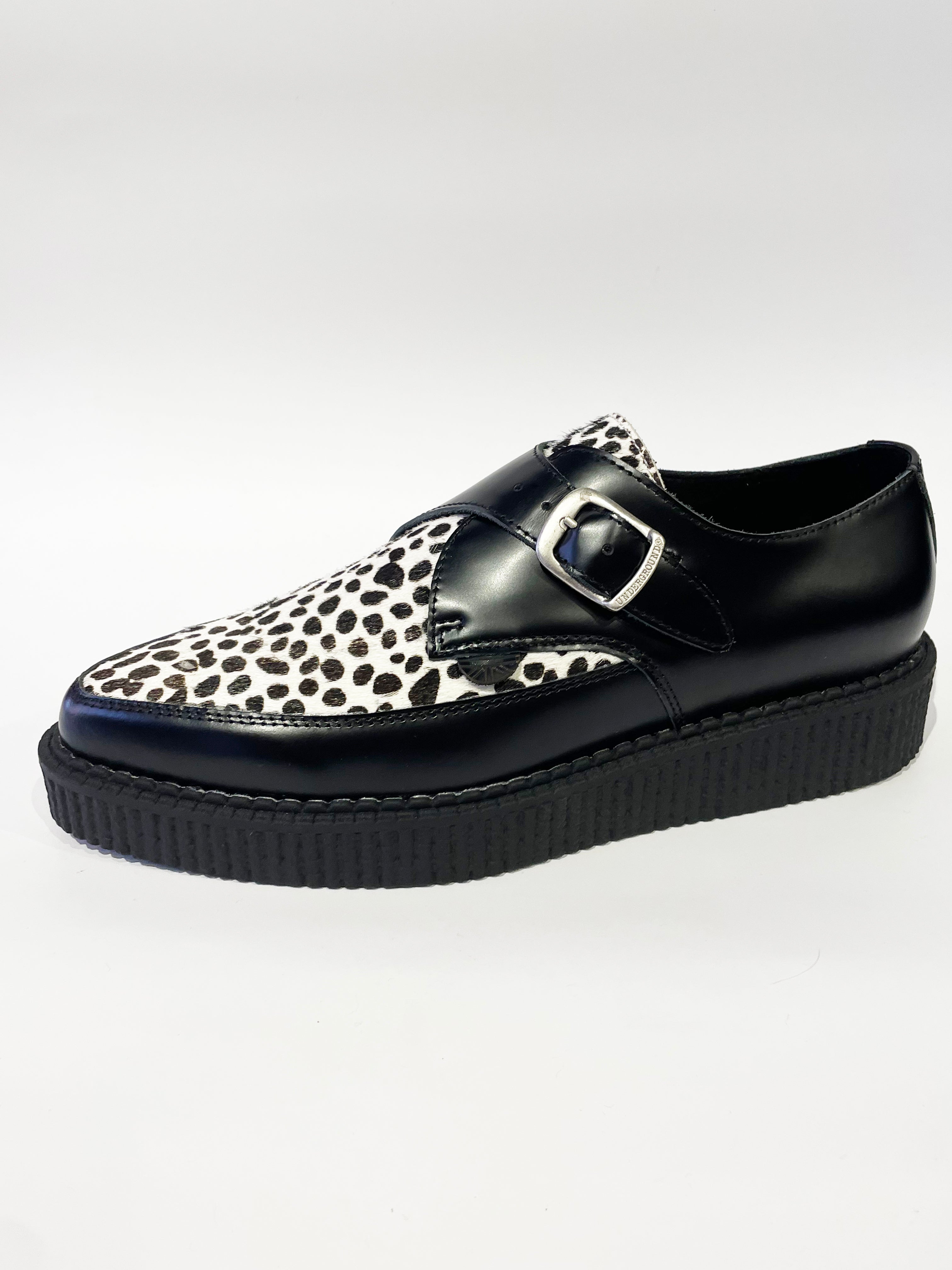 APOLLO BLACK WHITE LEOPARD CREEPERS SHOES