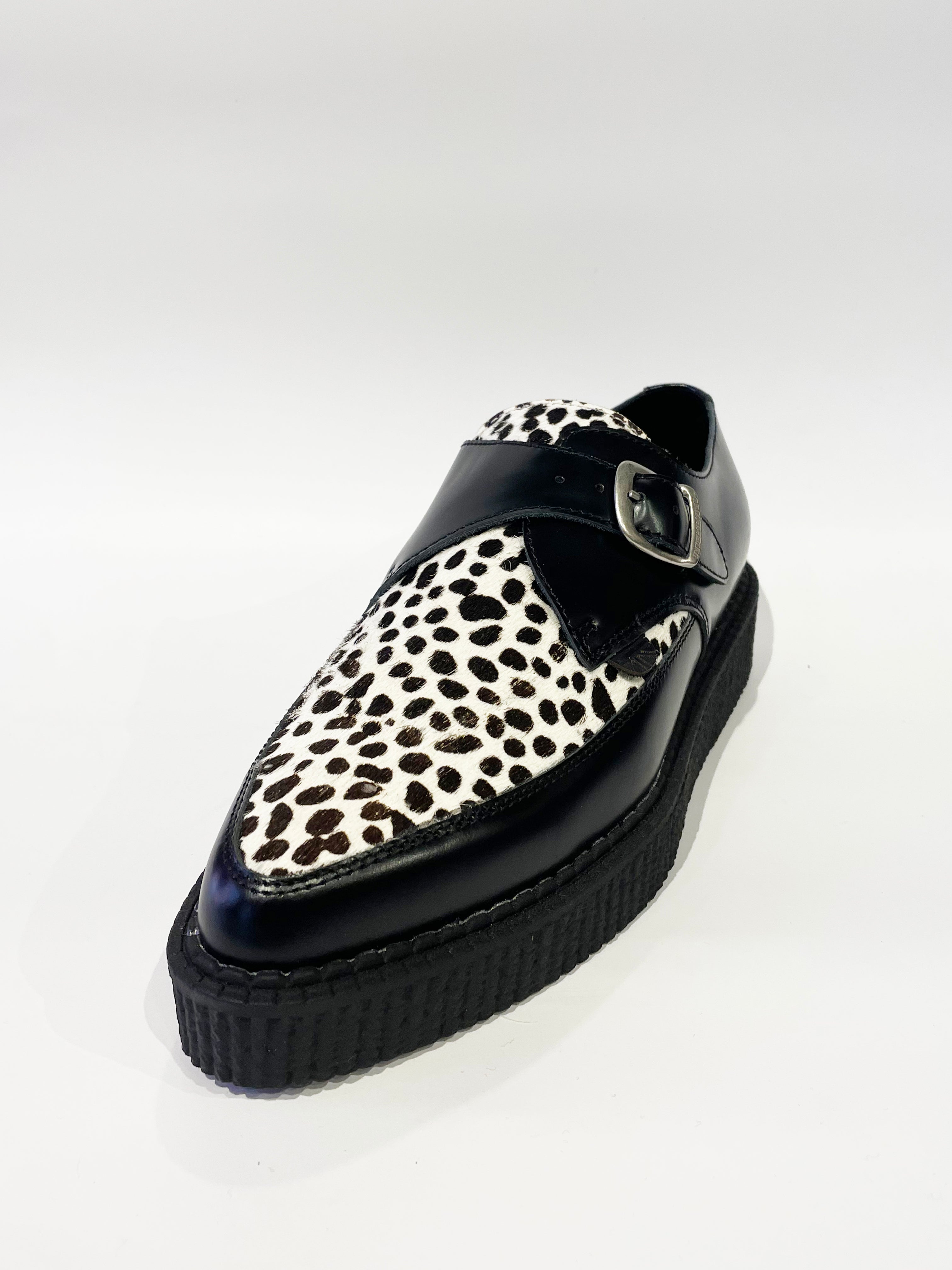 APOLLO BLACK WHITE LEOPARD CREEPERS SHOES