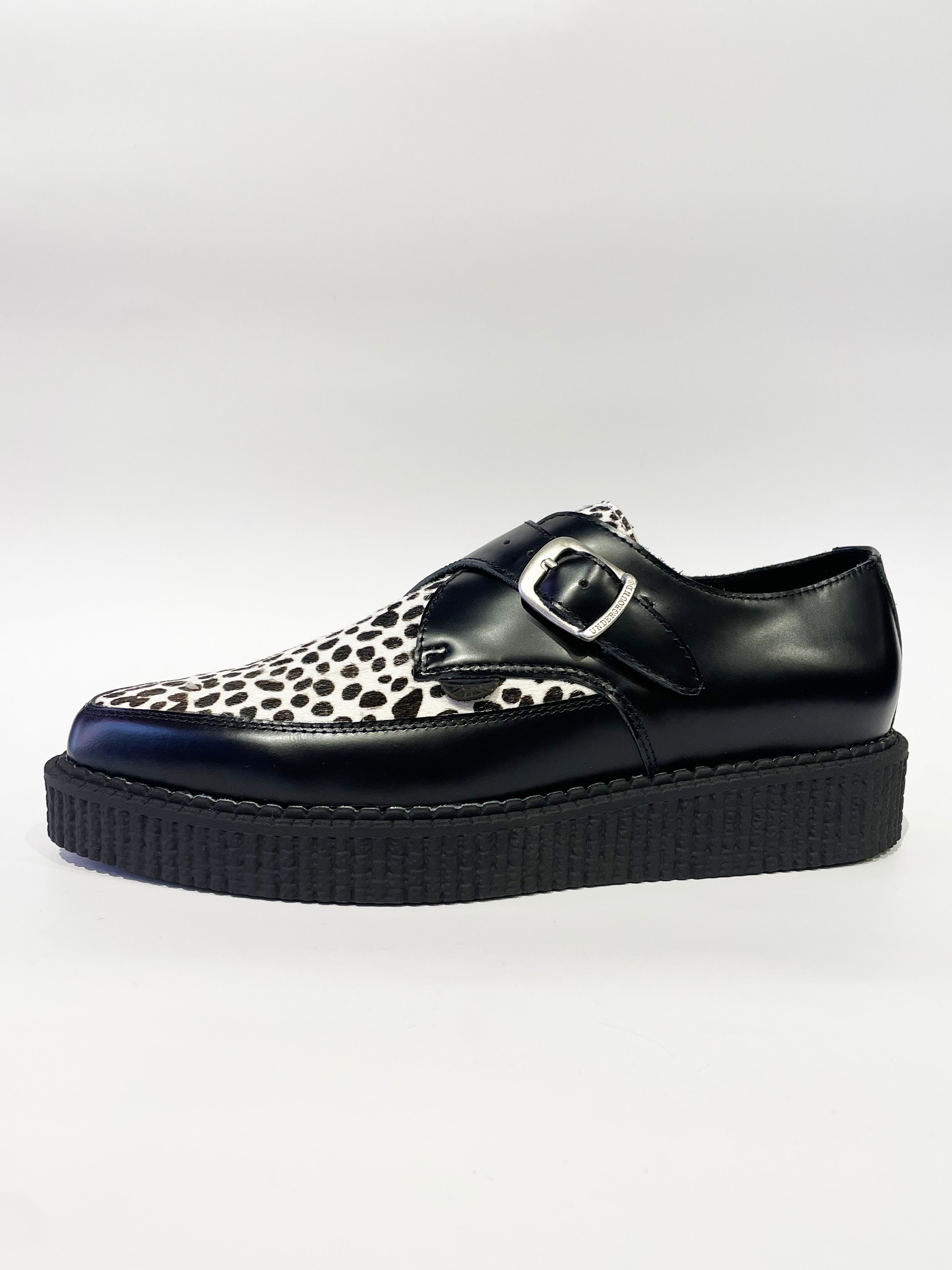 APOLLO BLACK WHITE LEOPARD CREEPERS SHOES