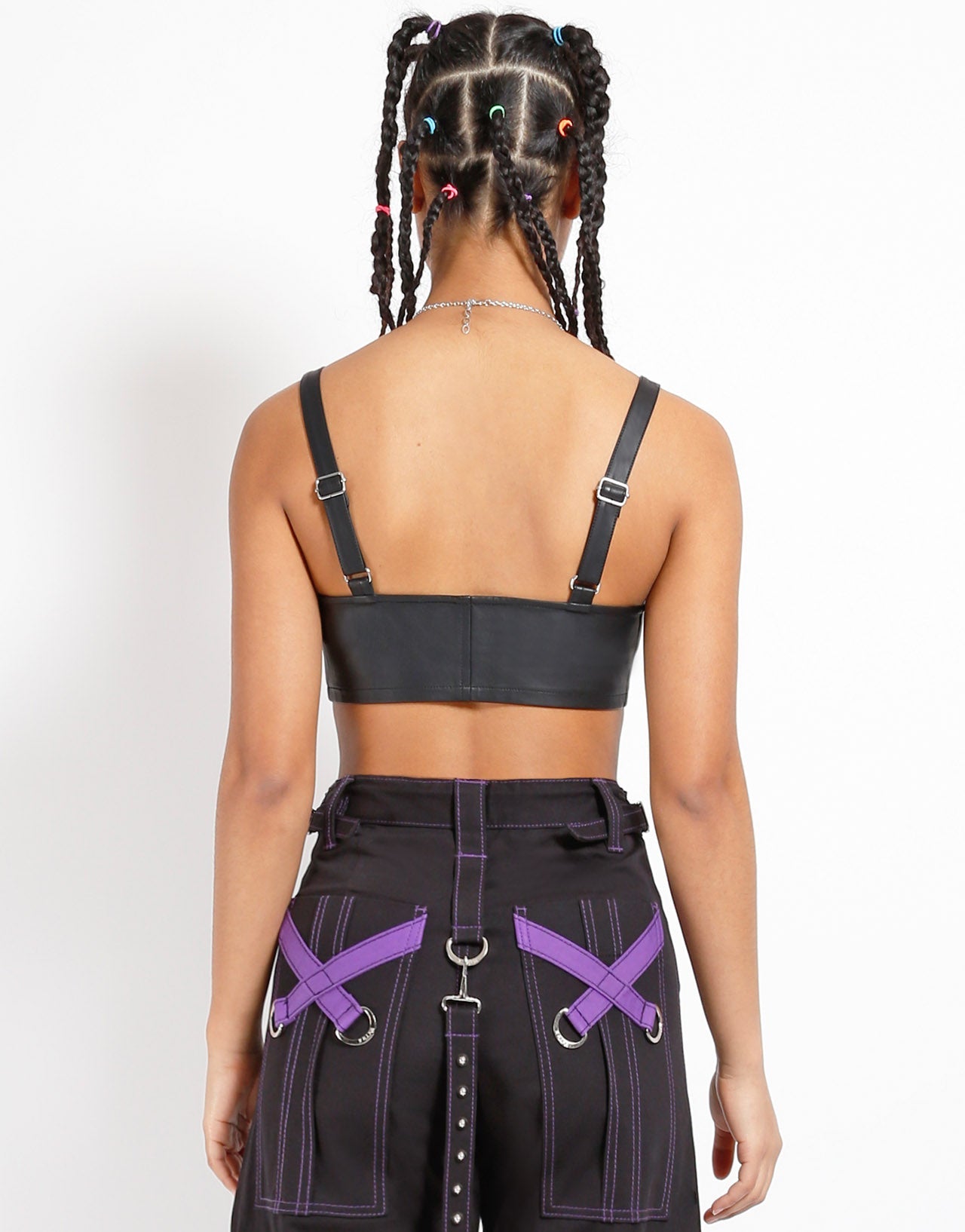 FAUX LEATHER BUCKLE CROP HALTER