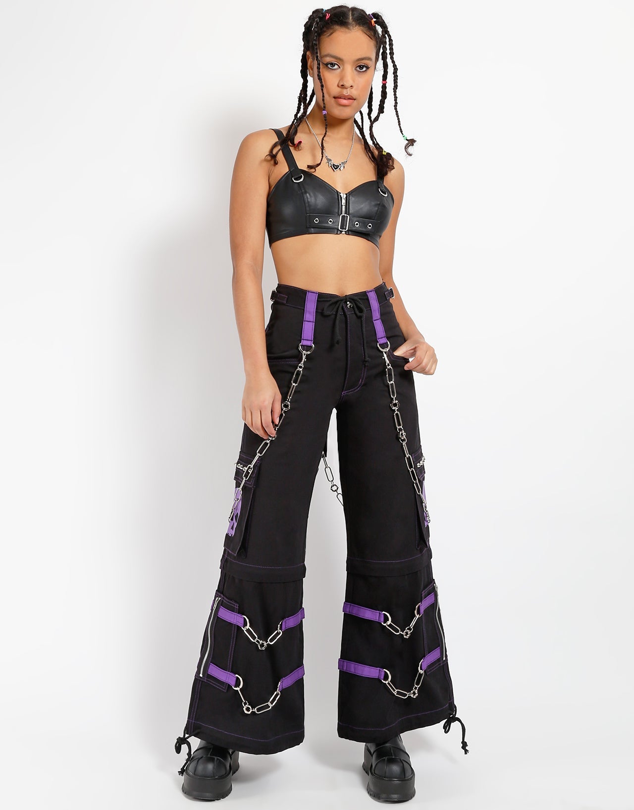 FAUX LEATHER BUCKLE CROP HALTER