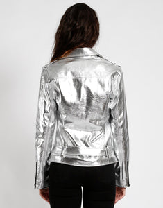 METALLIC FAUX LEATHER MOTO