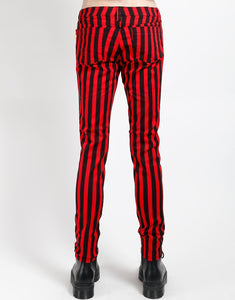 ROCKER JEAN MEDIUM BLK RED STRIPE