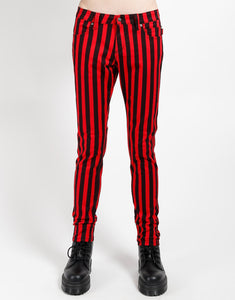 ROCKER JEAN MEDIUM BLK RED STRIPE