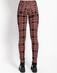 HIGH WAIST T-BACK JEAN BLACK PLAID